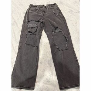 Hollister Women's Curvy High Rise Straight Jeans Gray Size 7 Ripped